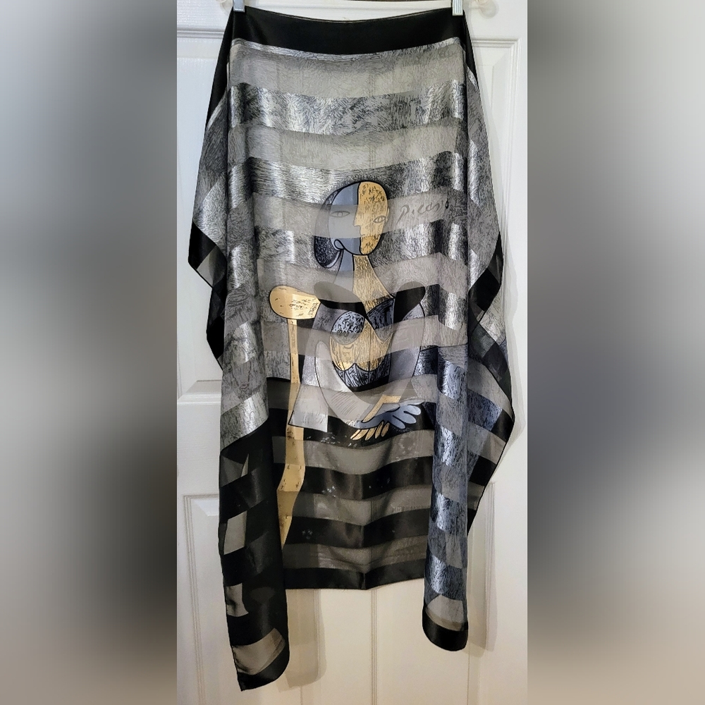 Picasso Scarf Sheer and Silver Stripes